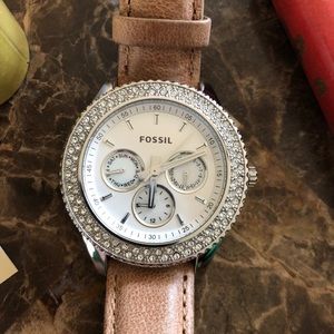 Fossil ES-2997 Stella Sand Tone Leather Watch 38mm